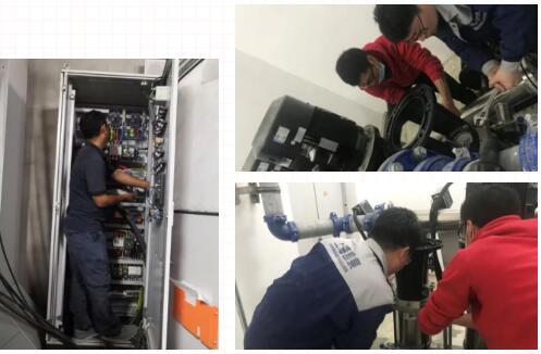 图:潘超、胡承银在9号线工程现场调试 图:潘超、胡承银在9号线工程现场调试